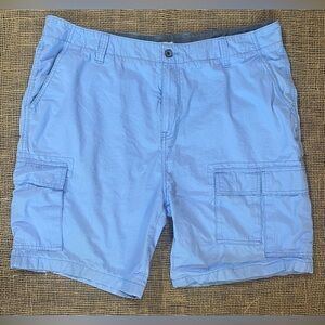 Nautica Light Blue Cargo Shorts, Sz 38, 7 Pockets, Button & Zip Closure, Cotton